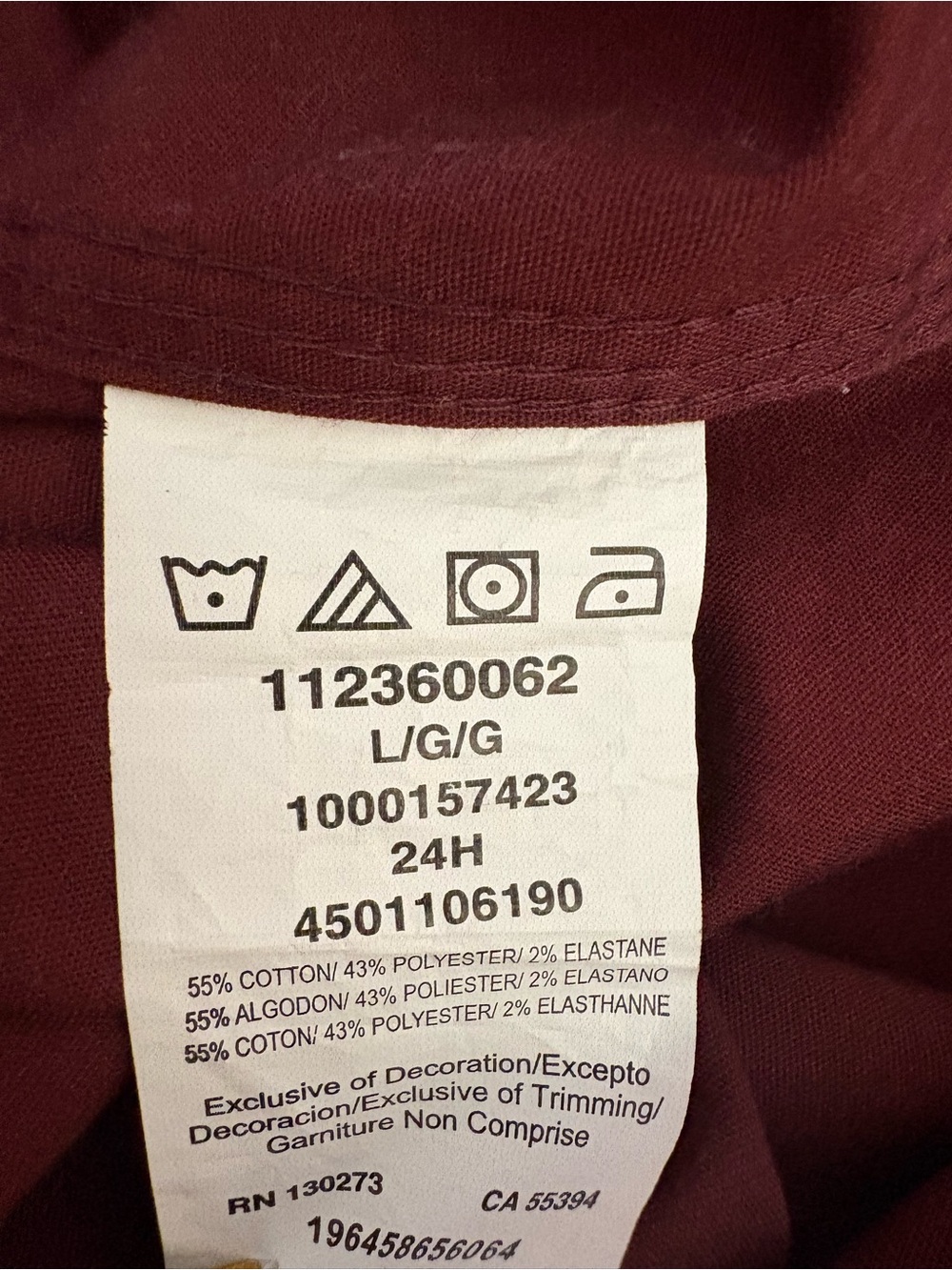 Wrangler Men’s Button-Down Work Shirt - Wine - Picture 7 of 7